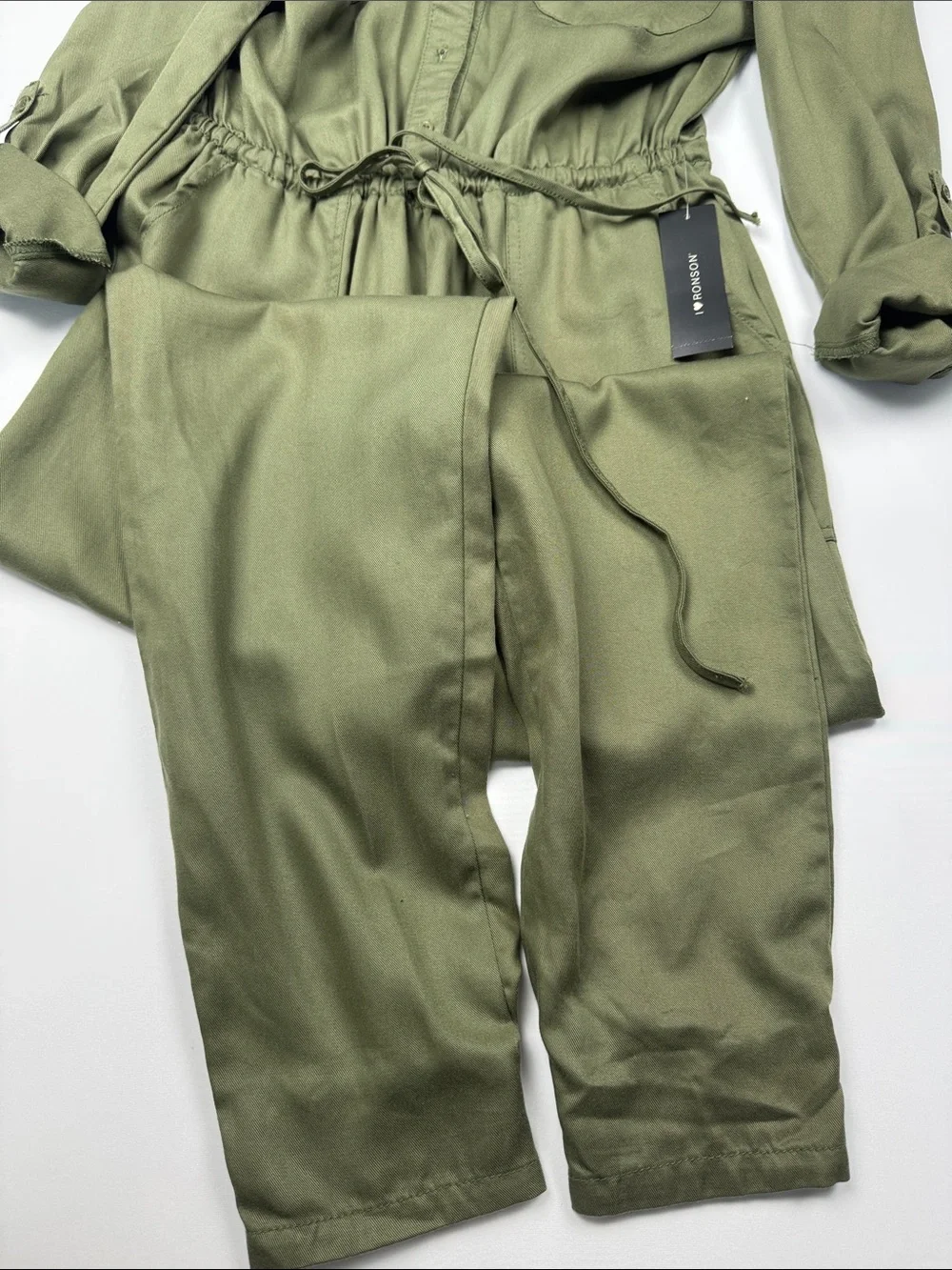 I Heart Ronson Women's Olive Green Utility Jumpsuit Size Small NWT